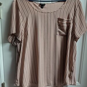 torrid blush pink striped short sleeve pocket blouse